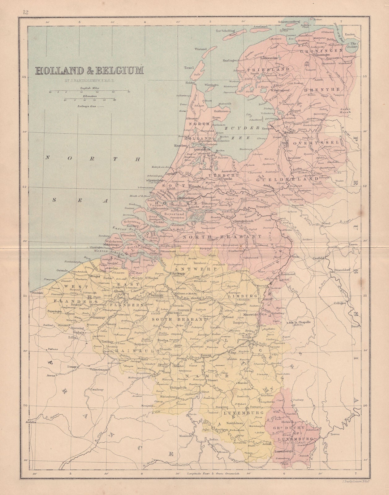 BENELUX. Netherlands before reclamation of Zuiderzee polders. COLLINS 1873 map